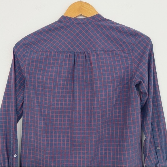 J. Crew 100% Cotton Plaid Ruffle Popover Button Up Shirt Casual Top Size 00 - Picture 9 of 16